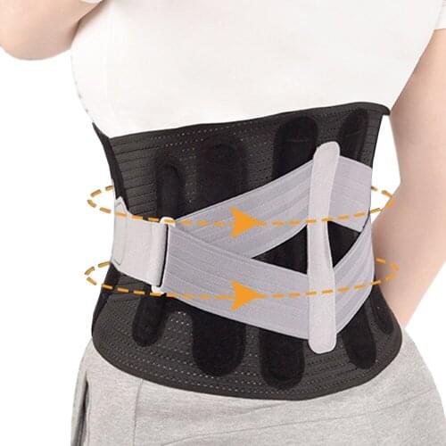 Elastic Adjustable Double Banded Lumbar Support High Elastic Breathable Mesh With Steel Waist Posture Corrector Back Brace Belt