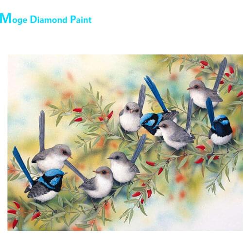 Fairy Wren Diamond Painting Flowers Birds Round Full Drill Nouveaute DIY Mosaic Embroidery 5D Cross Stitch Home Decor Gifts