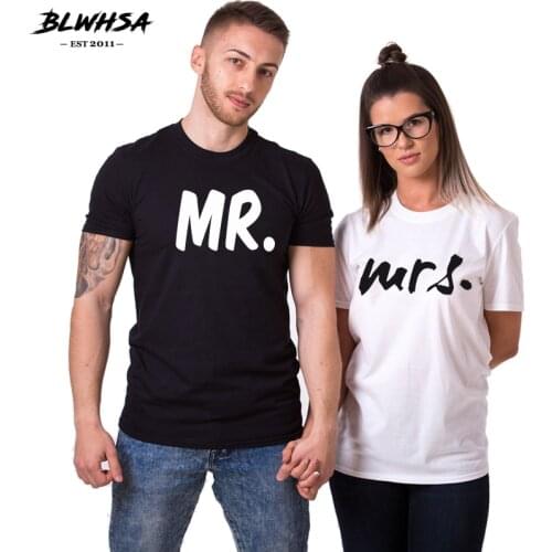 BLWHSA Lovers Couple T shirt Women Men Newest Valentines Gift Printing Mr Mrs Couple Summer Matching Clothes For Lovers