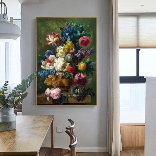 Classic Roses Oil Painting on Canvas Valentines Day Decor Flower Posters and Prints Nordic Wall Picture for Living Room Decor