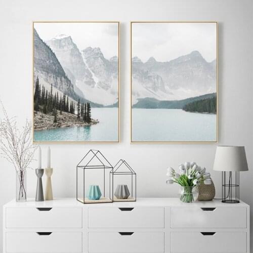 Nature Landscape Mountain Lake Canvas Painting Wall Art Pictures Nature Scenery Photography Posters and Prints Home Wall Decor