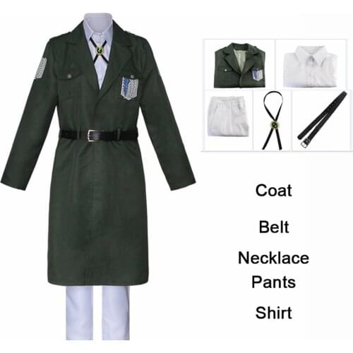 Anime Attack on Titan Levi Cosplay Costume Scouting Legion Soldier Coat Trench Jacket Wings Liberty Shingeki No Kyojin Carnival