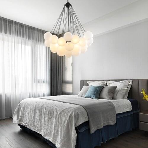 Nordic Italian Style Frosted Bubble Glass Ball Lamp Creative Simple Personality Bedroom Living Room Hotel Designer Chandelier