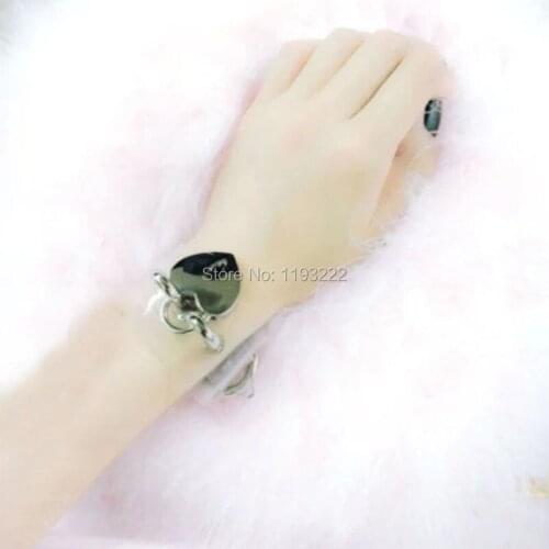 Cute Harajuku Kawaii Handmade Clear Vinyl Transparent O Round Heart Oepn Lock Key Bangle Hand Cuff Bracelet Wrist Band Strap