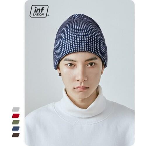 INFLATION Solid Unisex Beanie Autumn Winter Wool Soft Warm Knitted Cap 279CI2020