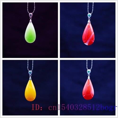 Jade Water drop Pendant Men Gifts Chinese Women Necklace Amulet Charm Jewellery Natural Fashion Lucky Carved Accessories