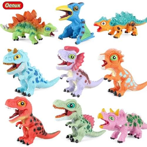Oenux Soft Jurassic Dinosaur Tyrannosaurus Pterodactyl Pachycephalosaurus Stegosaurus Action Figures Make Sound Model Kids Toys