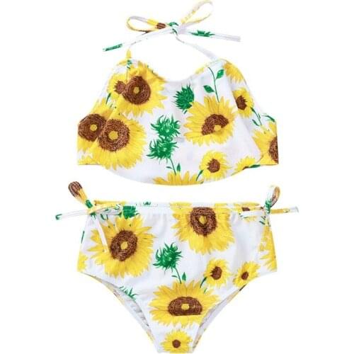 1-5T Baby Girl Print Ruffle Bikini Set Two-piece Infantil Swimsuit Toddler Beachwear Kids Swimwear Kids Girls Bathing Suit 2pcs