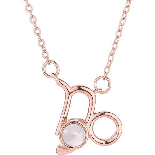 DANS ELEMENT Constellation Necklace For Women Exclusive Micro-carved Stone 100 Languages Of Love Birthday Gift Fashion 137320