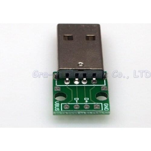 50pcs 4P USB Adapter board USB MALE PLUG TO DIP 2.54MM PIN welded with adapter plate