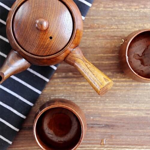 Simple Japanese Zakka Style Jujube Wood Tea Pot Teacup Personalized Creative Tea cups Wholesale Price High Quality