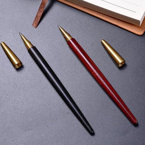 Handmade Solid Wood Gel Pen Natural Color Brass Pen Luxury Gift Set for Business Office & School Writing Tool
