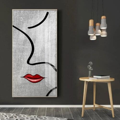 Nordic Fashion Abstract Line Poster Prints Moderm Sexy Beauty Woman Quotes Wall Art Red Lips Picture Bedroom Home Decoration