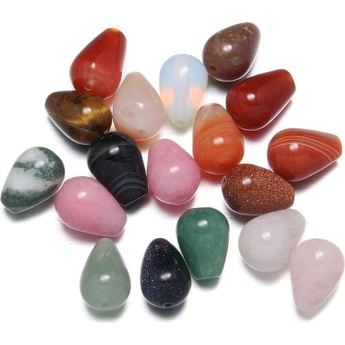 Mixed 10pcs /lot Semi-precious Stones Loose Beads Reiki for Necklace Healing Amulets DIY Jewelry Gift Size 10x14mm