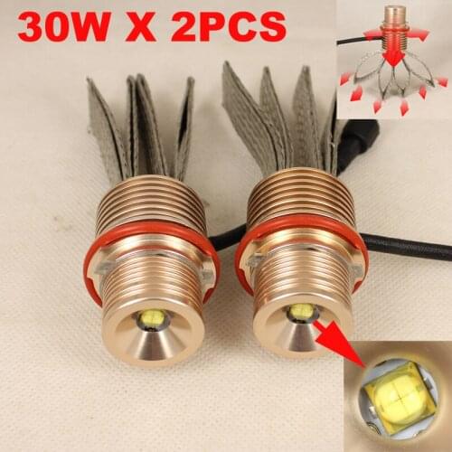 Custom Angel Eyes Plug & Play LED Headlights DRL No Error Aluminum Housing And Copper Braid For Thermal Dissipation - One Set