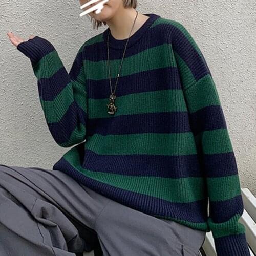 Oversized Sweaters Women Knitted Striped Sweater Casual Winter Pullovers Sweaters Autumn Winter Loose Warm Jumper Streetwear