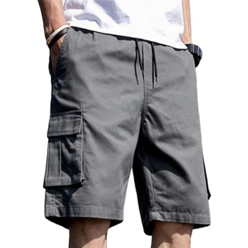 Comfortable Simple Straight Wide Leg Men Shorts Streetwear Men Shorts Multi Pockets for Dating