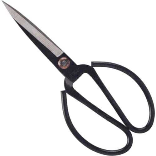 Full Carbon Steel Household Bonsai Scissors 215mm Traditional Vintage Black Coated Trimming Scissor Silver Rivet