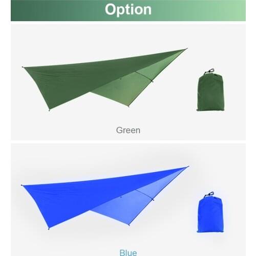 3X3M Sun Shelter Fly Tarp Awning Hanging Beach Outdoor Waterproof Tent Hammock Rain Ultralight UV Garden Canopy Sunshade