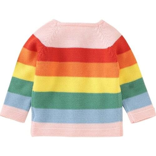 Children Striped Print Sweater Children Kids Sweater Autumn Baby Girl Cardigan Striped Print Knitted Casual Outerwear Clothes