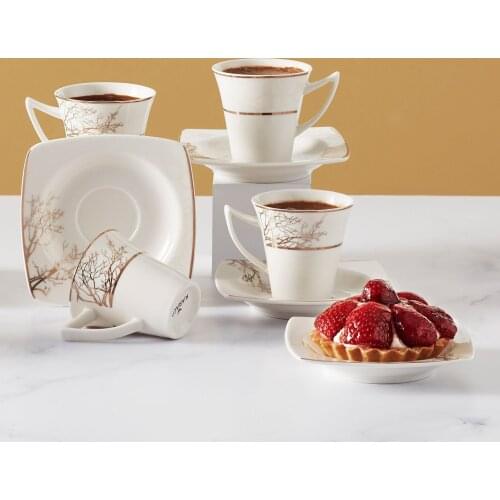 WONDERFUL MAGNIFICENT Karaca Autumn Set of 6 Coffee Cups WITH CONVERSATIONS AND BEVERAGES QUALITY FREE SHIPPING