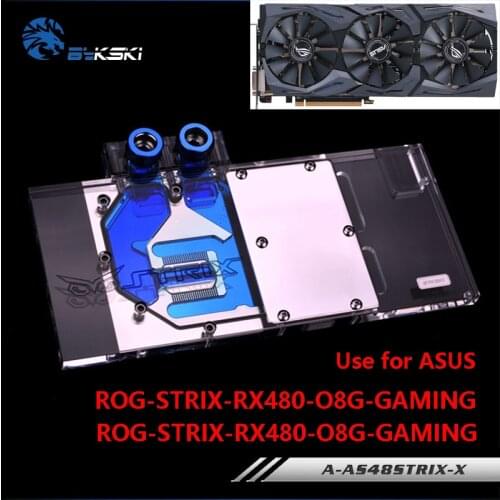 BYKSKI Water Block use for ASUS ROG STRIX RX590 / RX480-O8G-GAMING / RX470Video Card Full Cover Graphics Card Copper Block RGB
