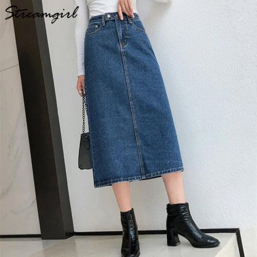 Women Skirt Denim Long Slim Jeans 2019 Autumn Vintage Skirts For Women Long Skirts Jeans Woman Maxi Plus Size Skirt High Waist