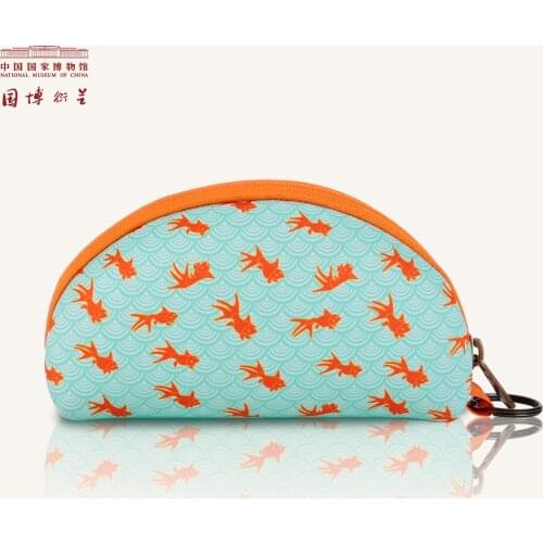 Women Cosmetic Bag Goldfish Pattern Cute Cosmetics Pouch NATIONAL MUSEUM OF CHINA Travel Polyester Vintage Ladies Makeup Bag