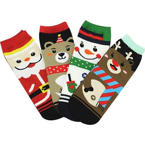 Women Winter Socks 3D Printed Christmas Warm Soft Cotton Sock Cute Santa Claus Deer Snowman Holiday Party Accessories
