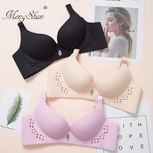 New pattern Sexy stripe One piece Seamless Ring Hollow without magnetism Underwear girl Gather together Palm cup Ladies bra