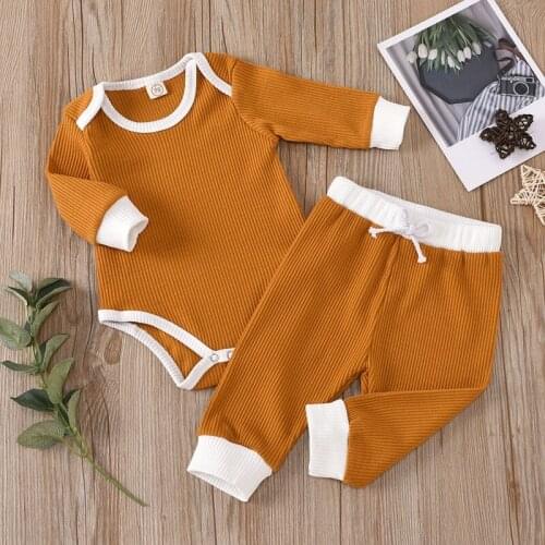 Winter Toddler Baby Boys Girls Set Knitted Toddler Long Sleeve Romper Top Pants Outfit Pajamas Set Clothes