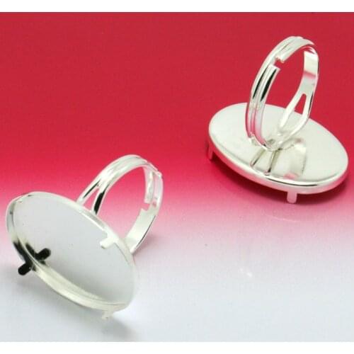 10pcs New Copper Plating Silver Ring 18*25mm Empty Support Base, Not Fade Jewelry Accessories Wholesale