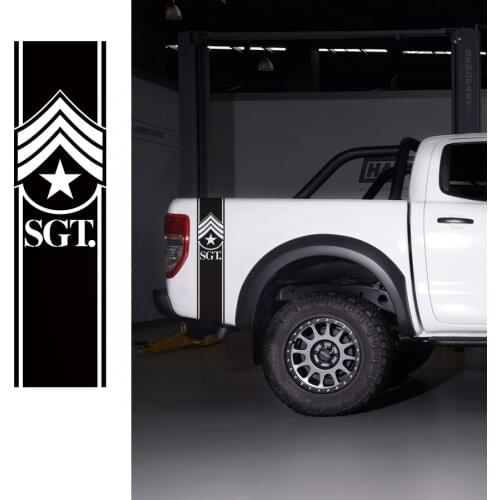 2 Pcs Military Sergeant Badge side tail truck bed stripes graphic vinyl car decals fit for Ford ranger 2012-2019
