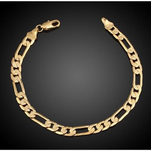 2017 Men Jewelry Wholesale Trendy Gold 21 CM 6 MM Thick Cuban Link Chain Bracelets