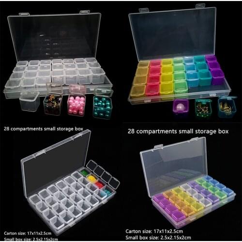 28 grids of various sizes DIY diamond painting storage box, diamond embroidery accessories, crystal beads container, jewelry box
