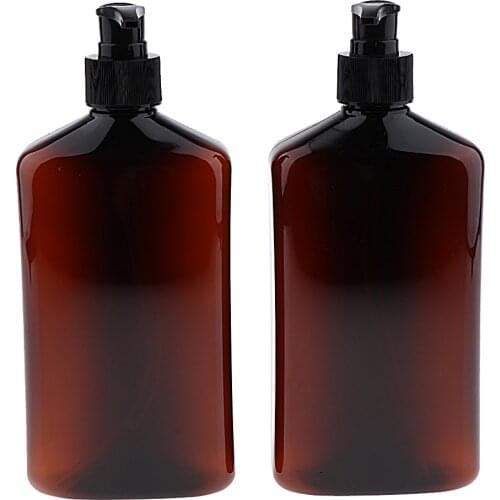 2x Amber Brown Empty Cosmetic Bottle Container Shampoo Lotion Pump Dispenser