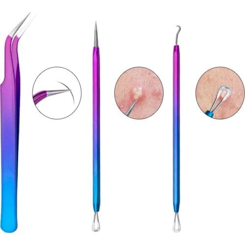 3Pcs/Set Acne Blackhead Pimples Remover Stainless Steel Needles Cleaning Tool Blemish Face Skin Care Beauty Facial Pore Cleaner