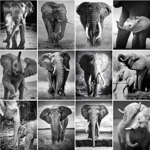 African elephant Diamond Painting DIY elephant Round Full Drill Mosaic Embroidery Grey elephant Cross Stitch home decor