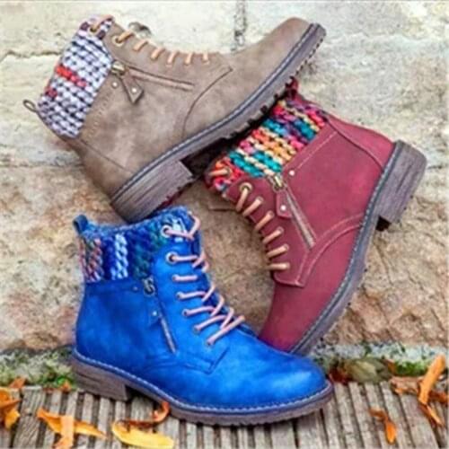 Winter New Style Fashion Comfortable Casual Warm Zipper Flat Bottom Martin Womens Boots