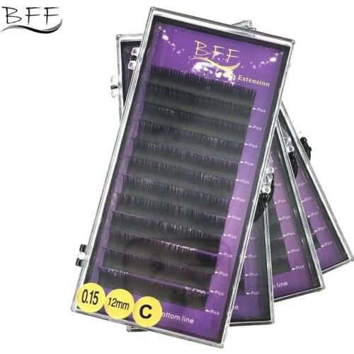 BFF Brand 4 trays 0.15mm Matt eyelashes high quality synthetic mink,individual eyelash extension