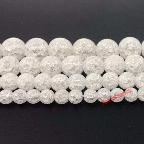 Factory Price Natural White Snow Cracked Crystal Stone Beads 16" Strand 4 6 8 10 12MM Pick Size For Jewelry Making