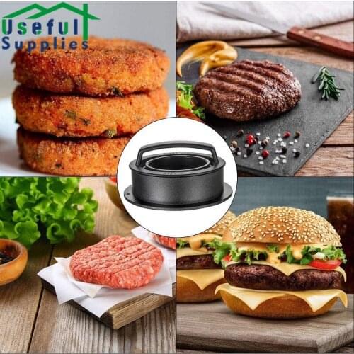 Black ABS Circle Anti Stick Combination Meat Press Cooking Gadget Burger Making Tools Household Kitchen Supplies Accessories