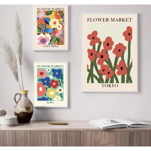 Colorful Flower Posters Japan Style Abstract Plants Wall Art Canvas Painting Nordic Posters And Prints Wall Pictures Home Decor