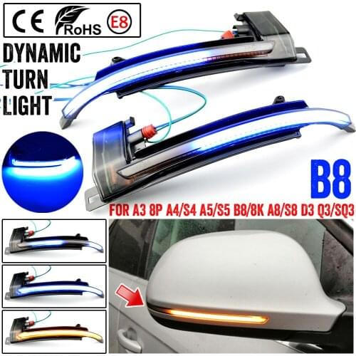 Dynamic Turn Signal Light For Audi A3 8P A4 A5 B8 Q3 A6 C6 4F S6 S4 S5 A8 D3 8K S8 Rearview Side Mirror LED Indicator Blinker