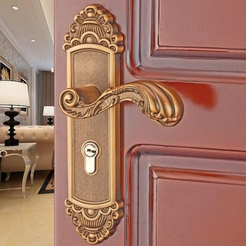 European style indoor Bedroom door lock Aluminum alloy door handle Bathroom wood door lock door handle