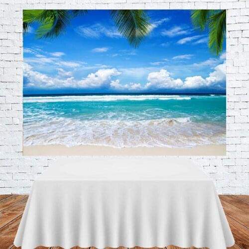 Beach Waves Blue Sky White Clouds Summer Beautiful Seascape Background Children Room Decoration Photography Studio Backdrop