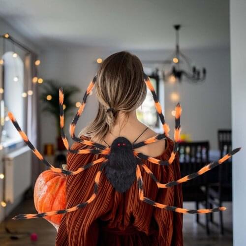 125 cm Halloween Spider Giant Artificial Spider Elastic Straps Hairy Spider Haunted House Prank Props Halloween Party Decoration