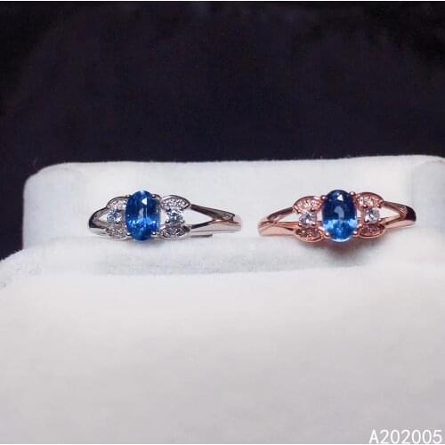 KJJEAXCMY fine jewelry 925 sterling silver inlaid natural sapphire new Female adjustable ring elegant Support test hot selling