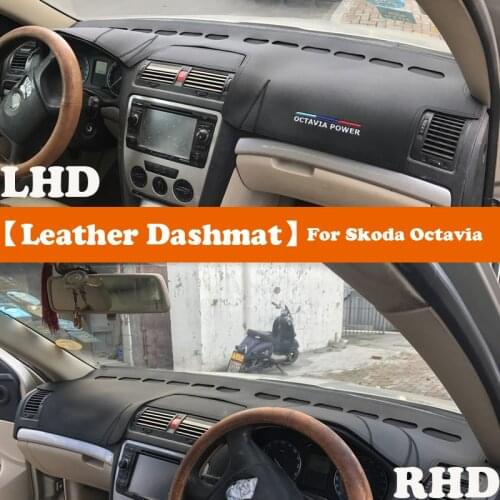 Leather Dashmat Accessories Car-Styling Dashboard Covers Pad Dash Mat Sunshade Carpet For Skoda Octavia 2 A5 MK2 1Z 2005-2013