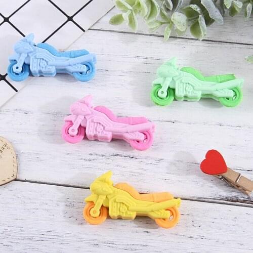 4 Pcs Motorcycle Eraser Korean Creative Rubber Student Cartoon Animal Rubber Erasers For Kids Stationery Kawaii School Supplies